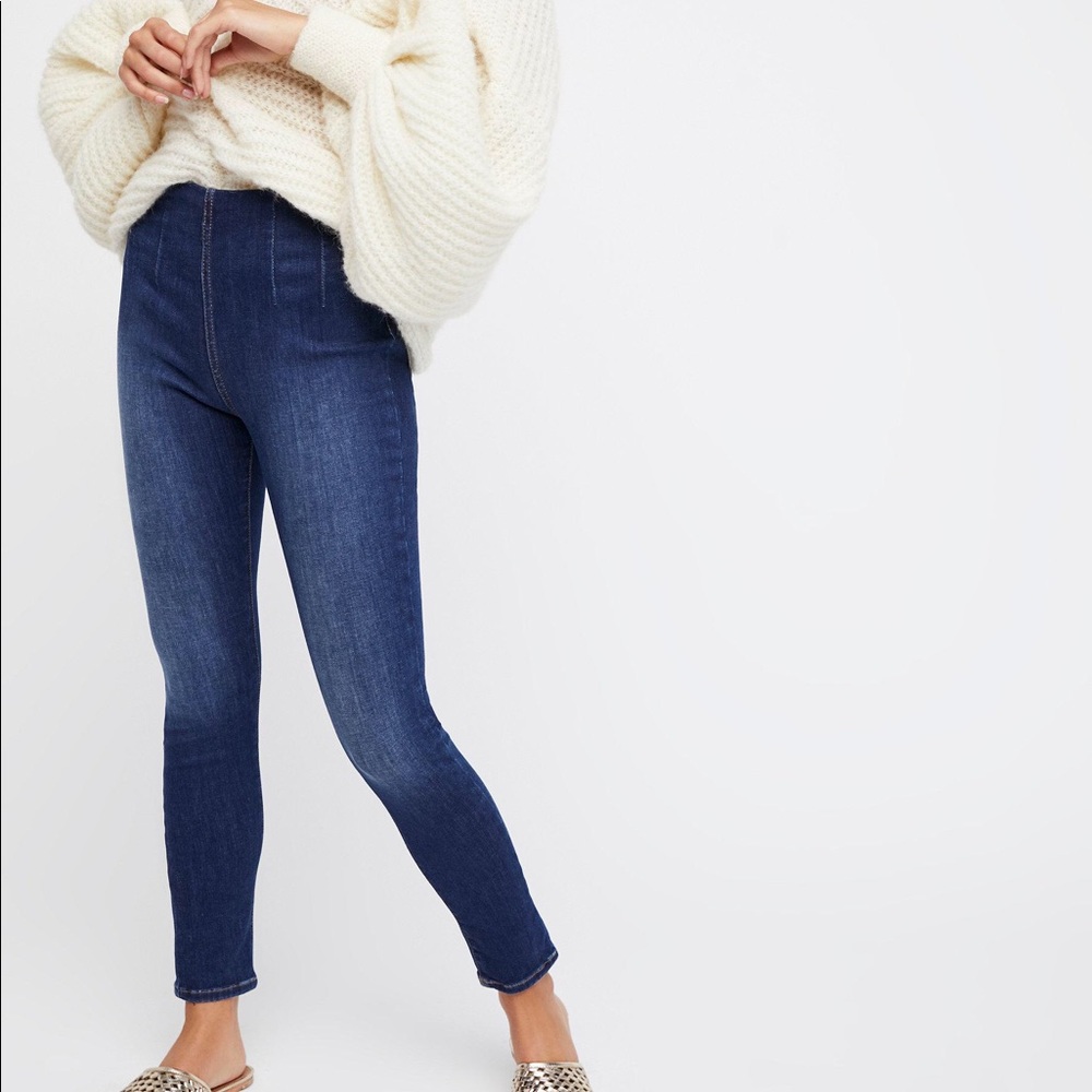 Free people ultra high pull on skinny jeans